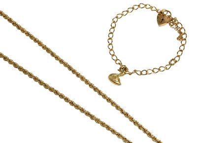 Lot 375 - A 9 Carat Gold Rope Twist Necklace, length...