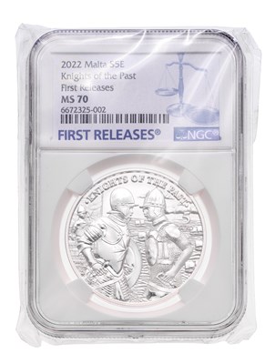 Lot 313 - Malta, Fine Silver Five Euros 2022, Knights of...