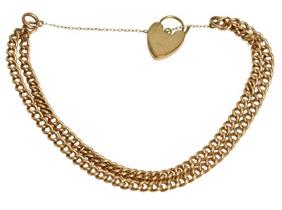 Lot 501 - A Two Row Curb Link Bracelet, stamped '9' and '...