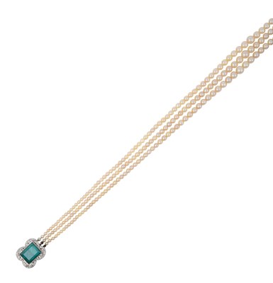 Lot 2231 - A Triple Row Cultured Pearl Necklace, with A...