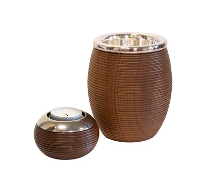 Lot 701 - A Linley Walnut and Silver-Plated Tea-Light...