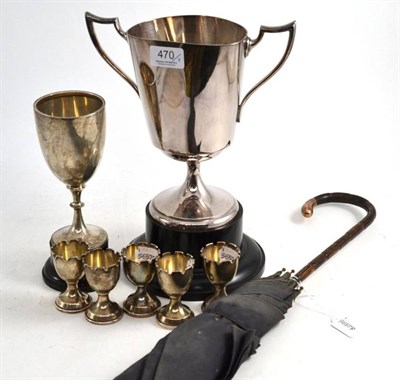 Lot 470 - Silver trophy cup, a plated twin-handled cup, inscribed 'Ryedale and Pickering Lyth...