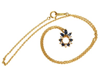 Lot 496 - A Sapphire and Diamond Pendant on Chain, of...