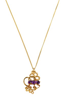 Lot 459 - A 9 Carat Gold Amethyst Pendant on Chain, of...