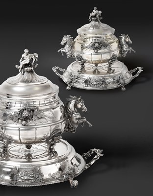 Lot 2111 - Two Spanish Silver Pots-à-Oille and Stands