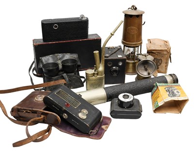 Lot 245 - Various Cameras, a telescope, two mining lamps...