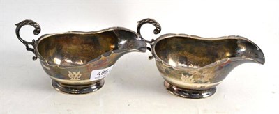 Lot 485 - Pair of silver sauceboats