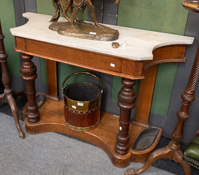 Lot 1354 - A Regency Marble Topped Oak Console Table, the...