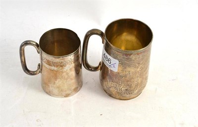 Lot 486 - Victorian Exeter silver mug and a small plated mug