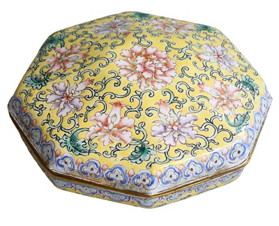 Lot 299 - A Cantonese Enamel Box and Cover, Qianlong...