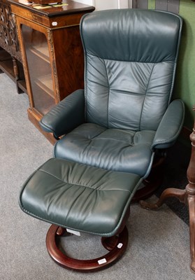 Lot 1357 - An Ekornes Stressless Green Leather Reclining...