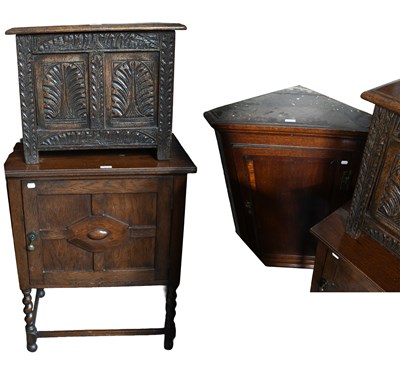 Lot 1365 - A George III Oak Hanging Corner Cupboard,...