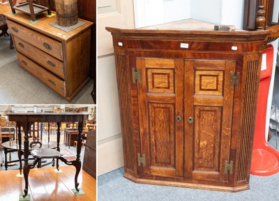 Lot 1367 - A George III Oak and Mahogany Hanging Corner...