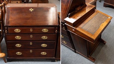 Lot 1390 - A George III Mahogany Bureau, 84cm by 46cm by...