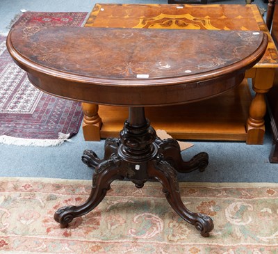 Lot 1397 - A 19th Century Inlaid Burr Walnut Demi-lune...