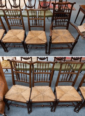 Lot 1400 - A Set of Five 20th Century Elm Spindle Back...