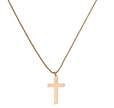 Lot 458 - A 9 Carat Gold Cross Pendant on Chain, of...