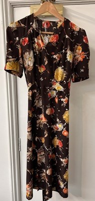 Lot 2064 - Circa 1940s Day Dresses comprising a brown...