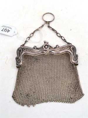 Lot 497 - Sterling mesh purse