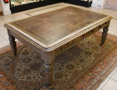 Lot 1564 - A Large Victorian Leather Inset Oak Writing...