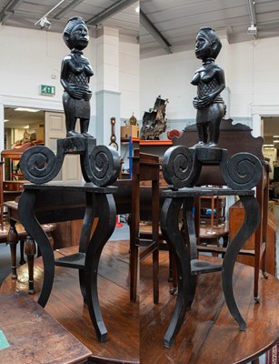 Lot 1430 - A Pair of African Ebonized and Carved Tribal...