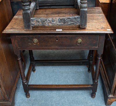Lot 1435 - An 18th Century Oak Single Drawer Side...