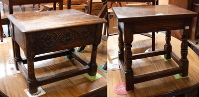 Lot 1456 - A 20th Century Oak Joint Stool, on turned and...