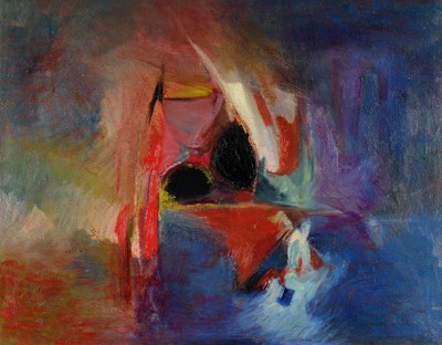 Lot 576 - John Langton (b.1932) "Scarlet and Black"...