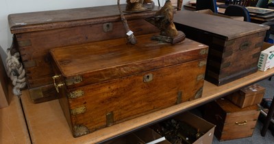 Lot 1482 - Three 19th Century Brass Bound Trunks, largest...