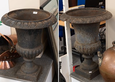 Lot 1494 - A Pair of Victorian Black Painted Cast Iron...