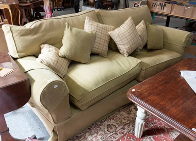 Lot 1506 - A Green Upholstered Three Seater Sofa, 235cm