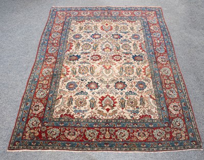 Lot 1294 - Kazvin Rug, the ivory field with large...
