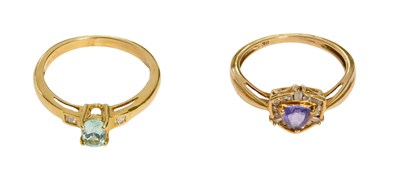 Lot 495 - A 14 Carat Gold Tourmaline and Diamond Ring,...