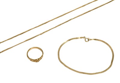 Lot 485 - A 9 Carat Gold Necklace, length 38.5cm; A 9...