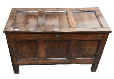 Lot 1551 - An 18th Century Oak Three Panel Coffer, 104cm...