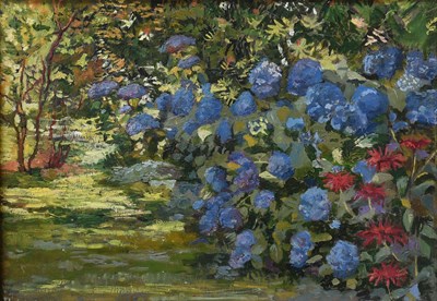 Lot 1246 - British School (20th Century) Garden with...