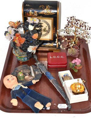 Lot 518 - Tray of ornamental items including an Elliott chinoiserie timepiece, a Norah Wellings sailor...