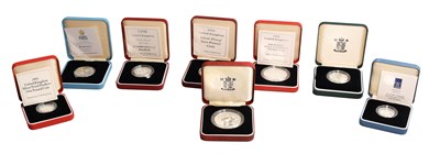 Lot 71 - Assorted Royal Mint Silver Proof Coins, eight...
