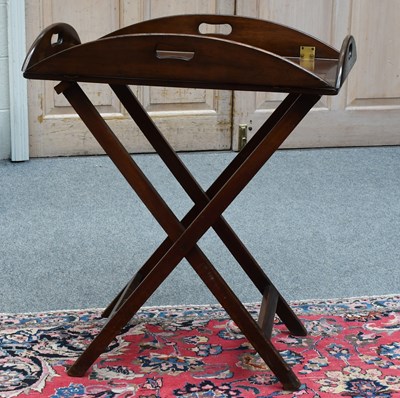 Lot 1518 - A Mahogany Butlers Tray on Folding Stand, 1st...