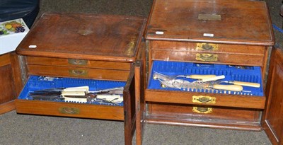 Lot 529 - Two part canteens of cutlery, one in an oak case and one in a walnut case