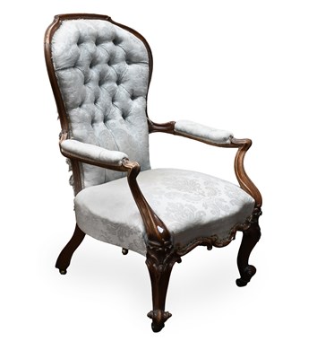 Lot 1395 - A 19th Century Walnut Framed Open Armchair,...