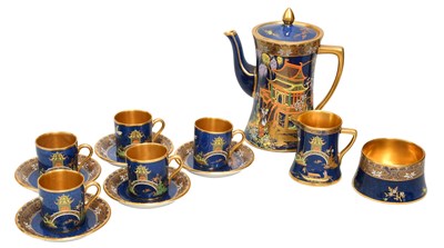 Lot 233 - A Carlton Pottery Coffee Set, 1930s, blue...