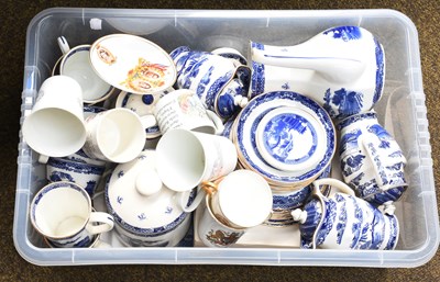 Lot 248 - Wade Pottery Ringtons Willow Pattern Part Tea...