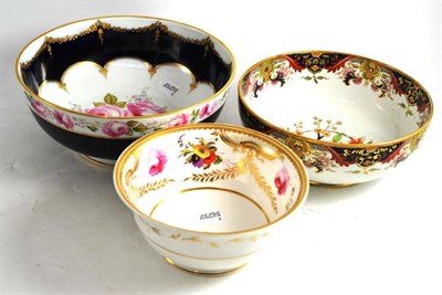 Lot 537 - George Jones bowl hand painted with roses by W Birkbeck, a 19th century floral decorated bowl and a