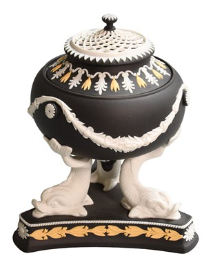 Lot 275 - A Wedgwood Tri-colour Jasper Pastille Burner...