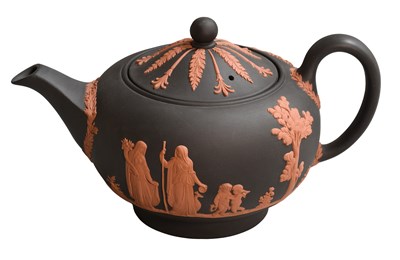 Lot 276 - A Wedgwood Jasper Teapot and Cover, black and...