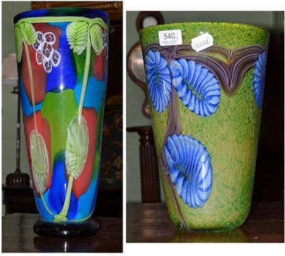 Lot 540 - Two Murano type large glass vases in green and blue