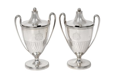 Lot 2005 - A Pair of George III Silver Condiment-Vases and Covers