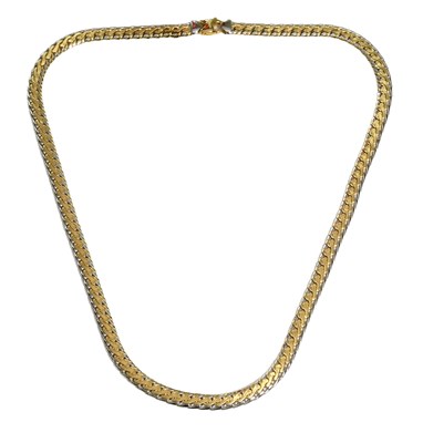Lot 462 - A Bi-Colour Fancy Link Chain, stamped '585',...