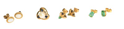 Lot 460 - A Pair of 18 Carat Gold Emerald Earrings, the...